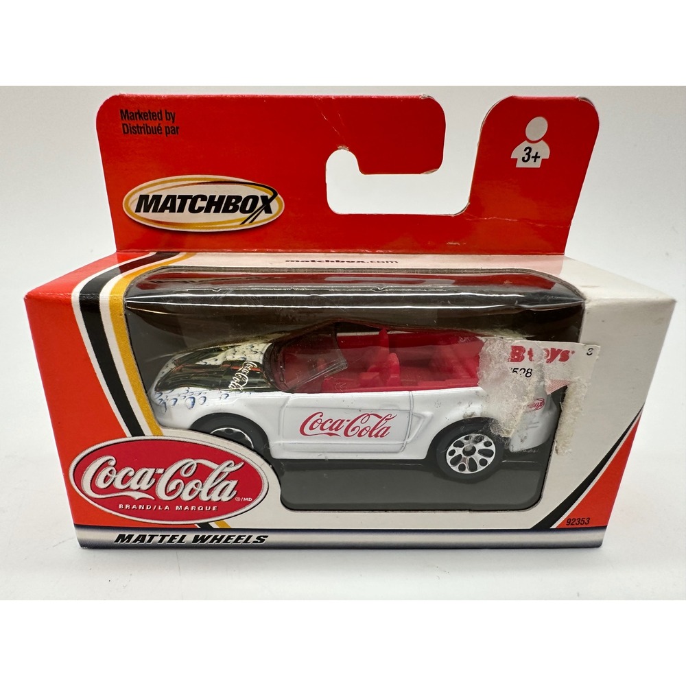 Matchbox Coca-Cola Ford Mustang Convertible White Die-Cast Mattel Wheels 92353